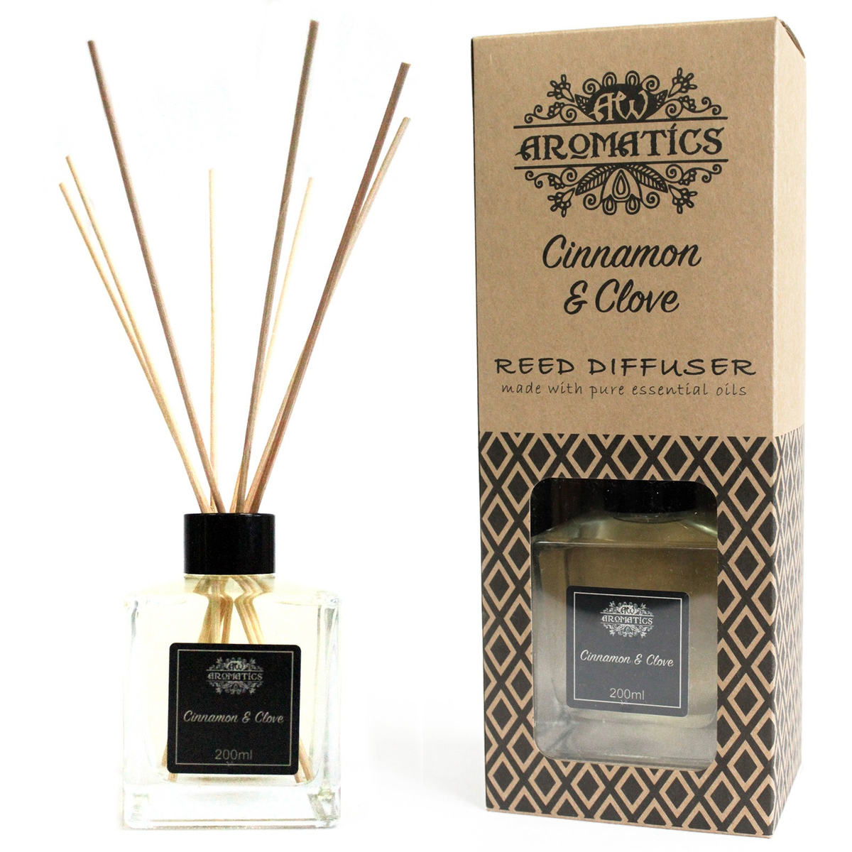 Cinnamon and Clove Essential Oil Reed Diffuser, 200ml, product photo