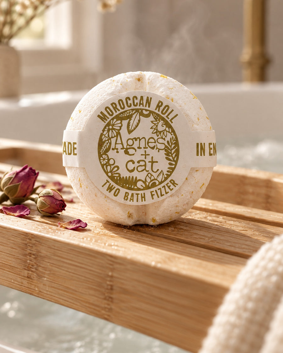 Agnes + Cat Bath Fizzer, Moroccan styled in a calm spa setting, Tara Spa Yarm