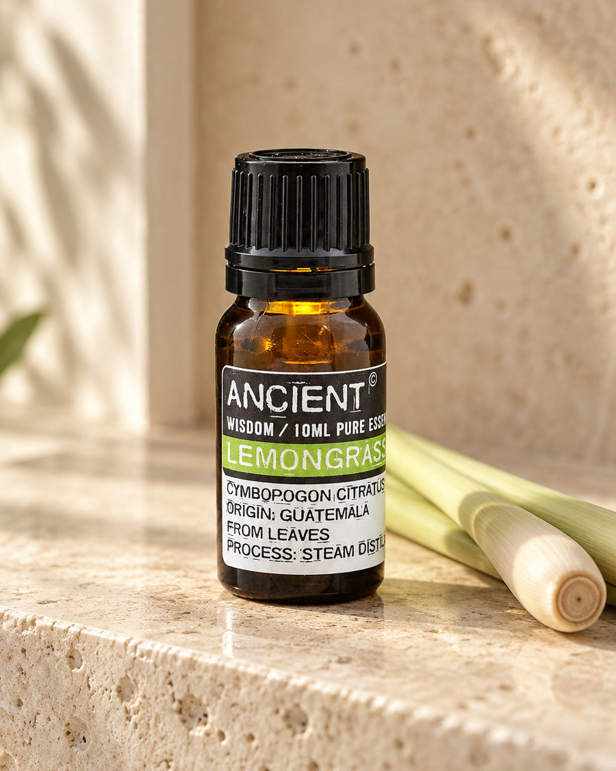 Lemongrass Essential Oil, 10ml styled in a calm spa setting, Tara Spa Yarm