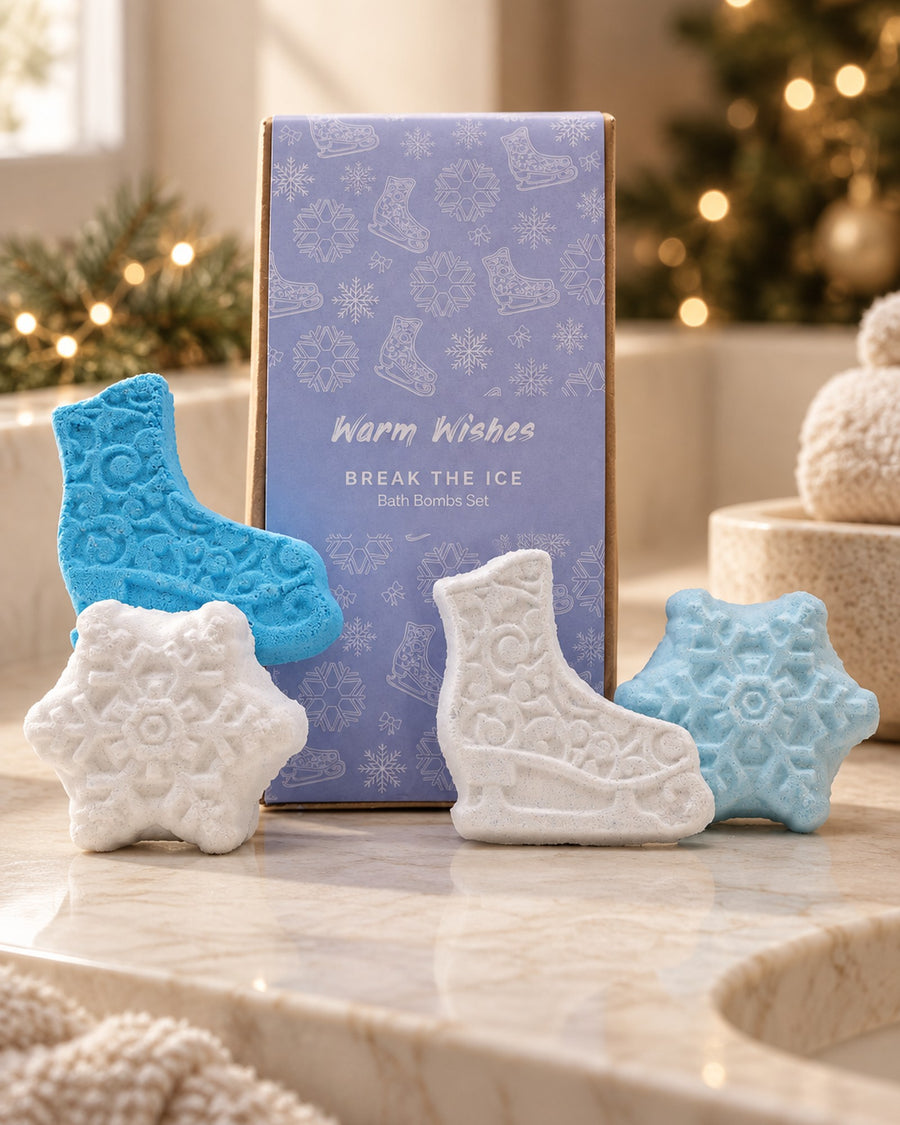 Break the Ice Christmas Bath Bomb Gift Pack styled at home