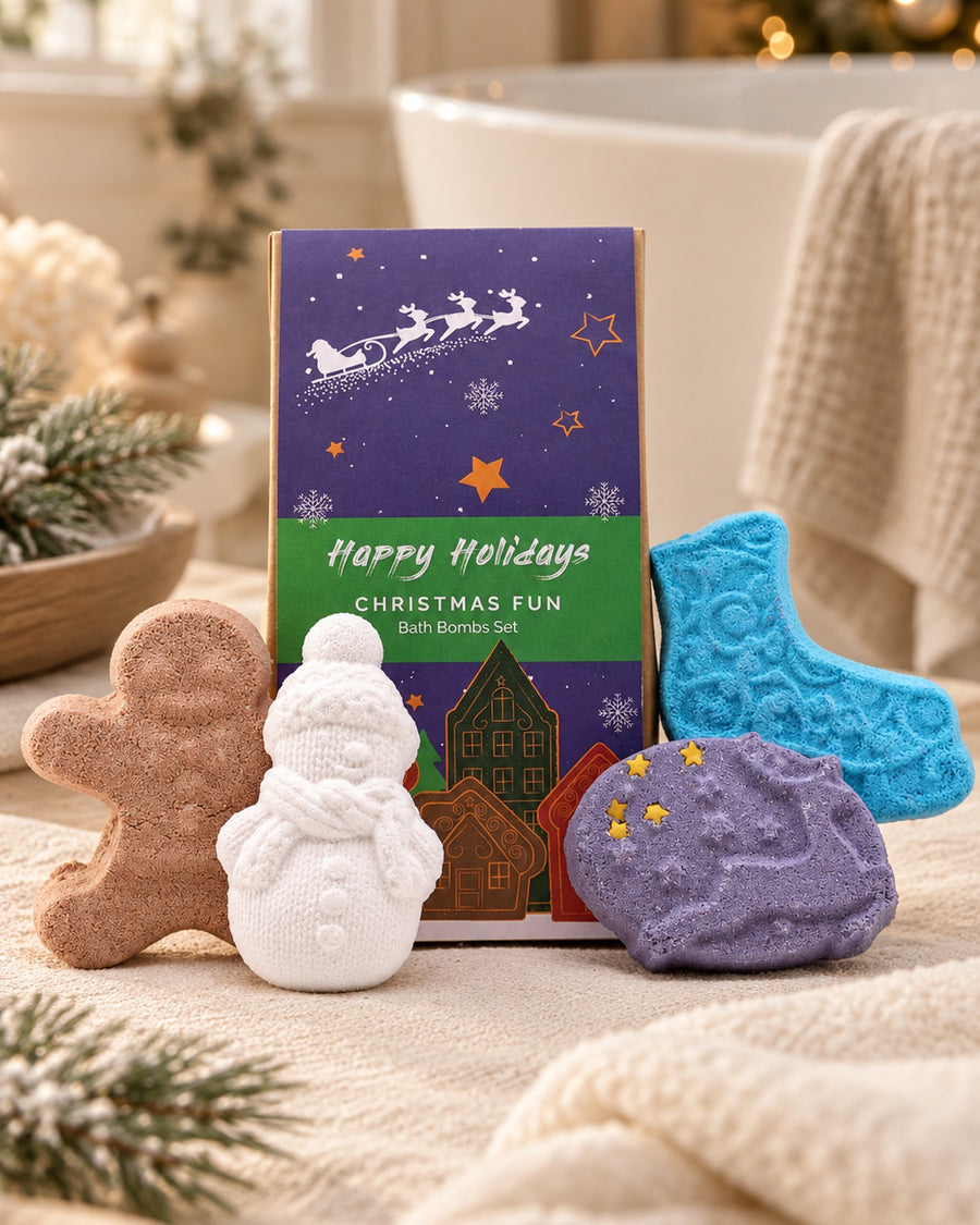 Christmas Fun Bath Bomb Gift Pack styled at home