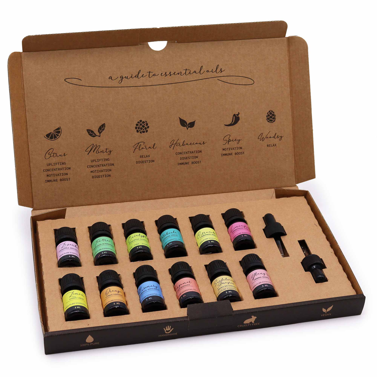 Essential Oil Set, 12 Scents, 5ml Each