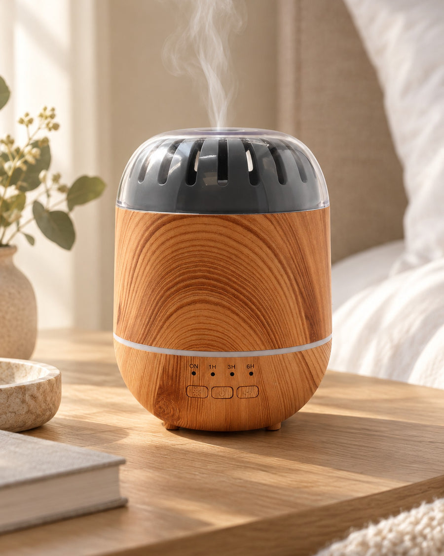 Copenhagen Ultrasonic Diffuser, USB, Colour Change, Timer, 120ml styled in a calm spa setting, Tara Spa Yarm