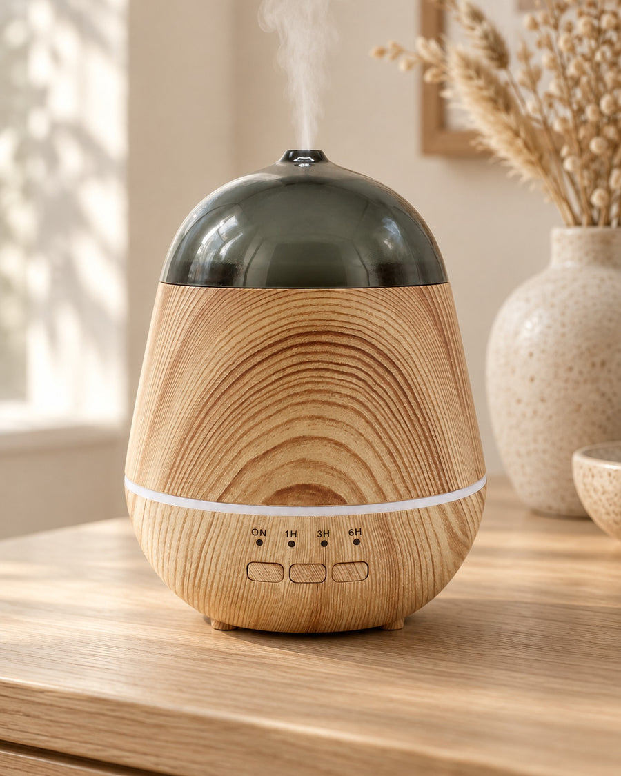 Marseille Ultrasonic Diffuser, USB, Colour Change, Timer, 120ml styled in a calm spa setting, Tara Spa Yarm