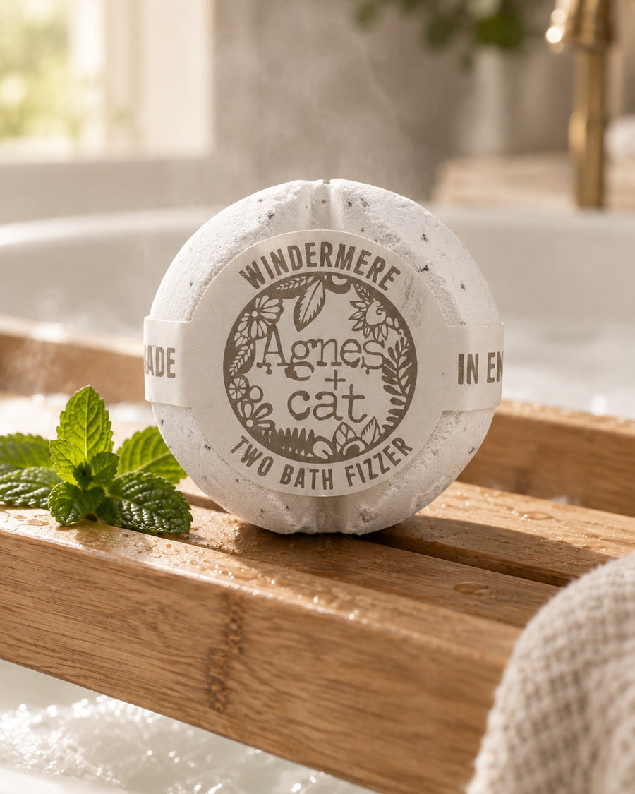 Agnes + Cat Bath Fizzer, Windermere styled in a calm spa setting, Tara Spa Yarm
