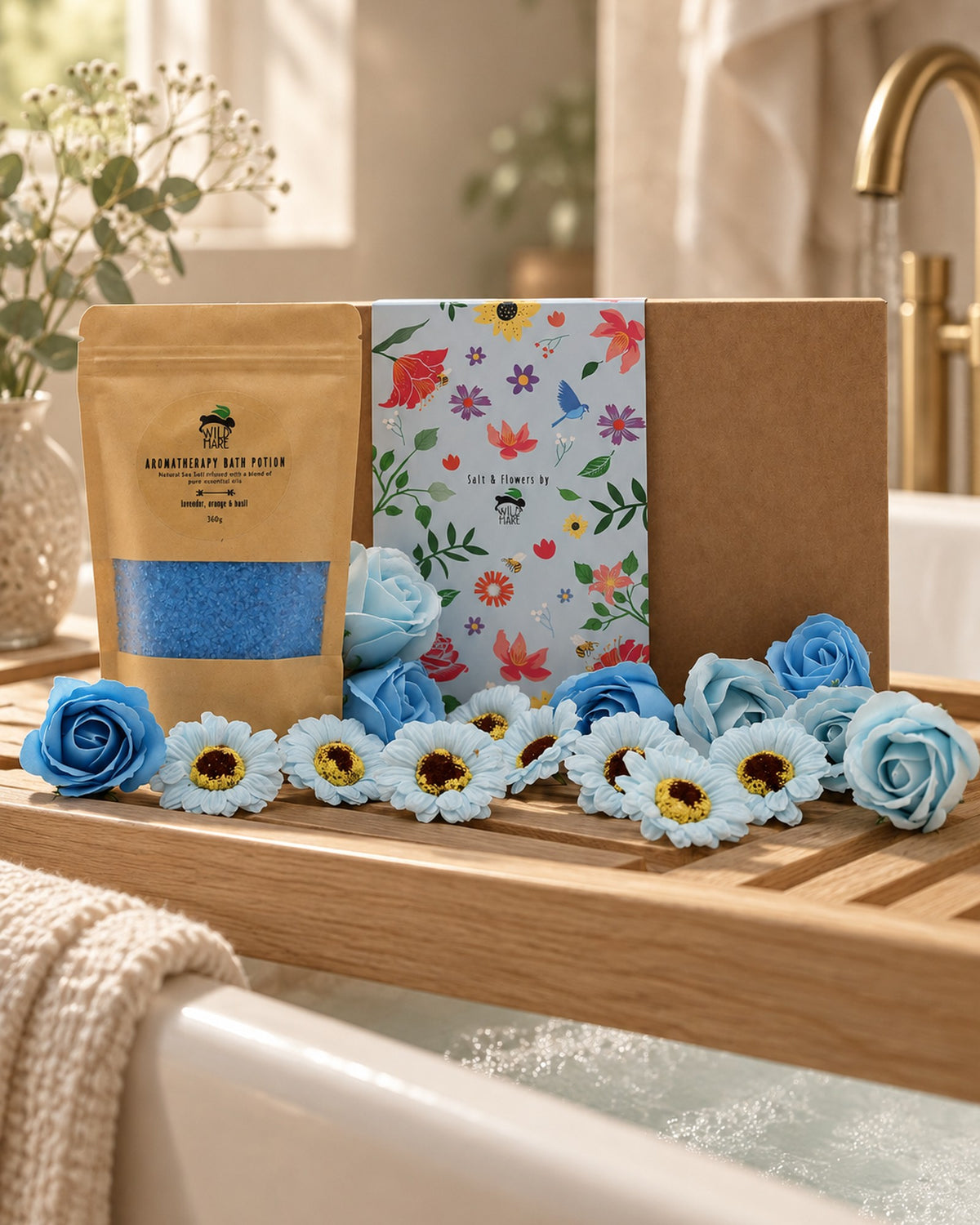 Wild Hare Salt & Flowers - Total Unwind styled at home